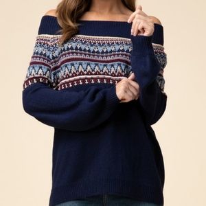 Fair Isle Navy Blue Sweater